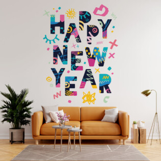 Sticker Mural Happy New Year 01