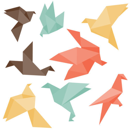 sticker mural oiseaux origami