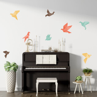 sticker mural oiseaux origami