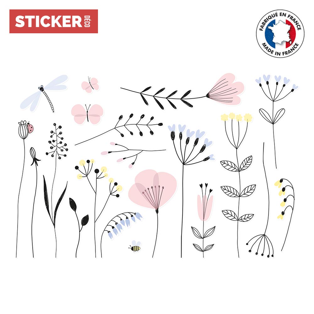 Sticker Mural Fleur Ornement de fleurs de champ sauvage - TenStickers