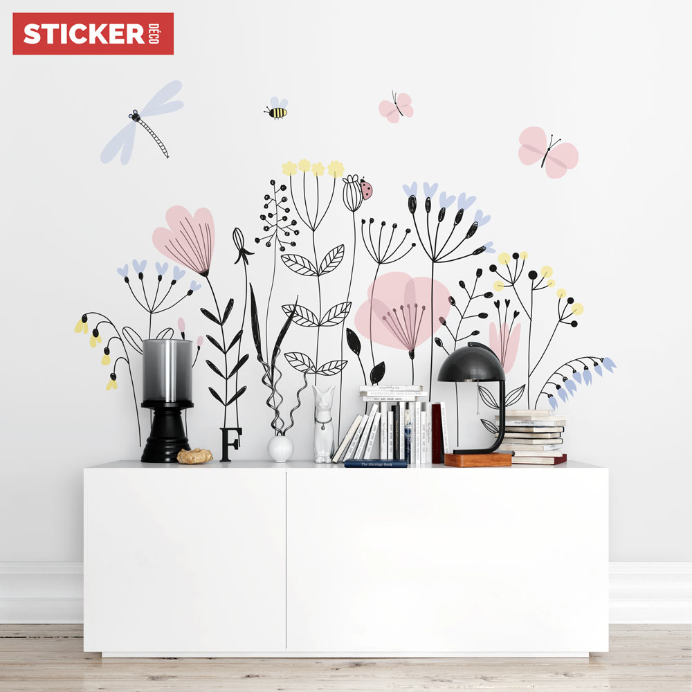 Sticker Fleurs des champs de murs et meubles autocollant toute pièce