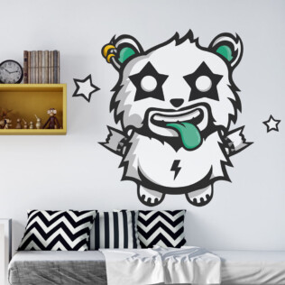 Sticker Mural Monstre Mignon Panda Rock