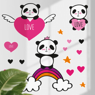 Stickers Mural Panda Love