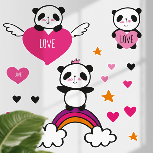 Stickers Mural Panda Love