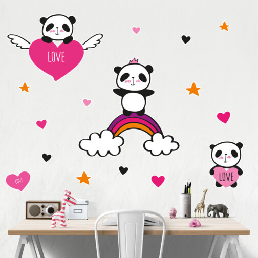 Stickers Mural Panda Love