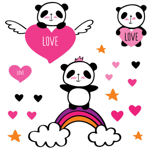 Sticker Deco Panda Love Chambre Enfant