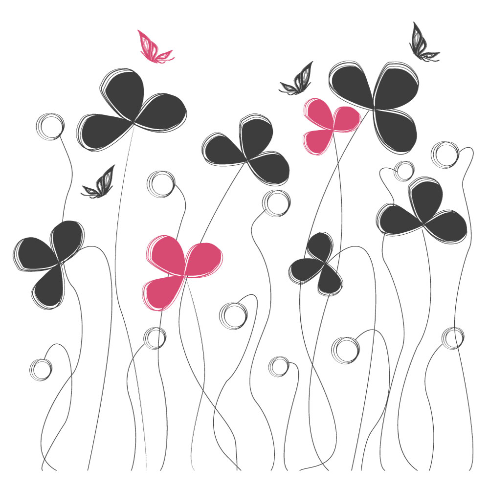 Stickers Muraux Fleurs d'hibiscus et papillons