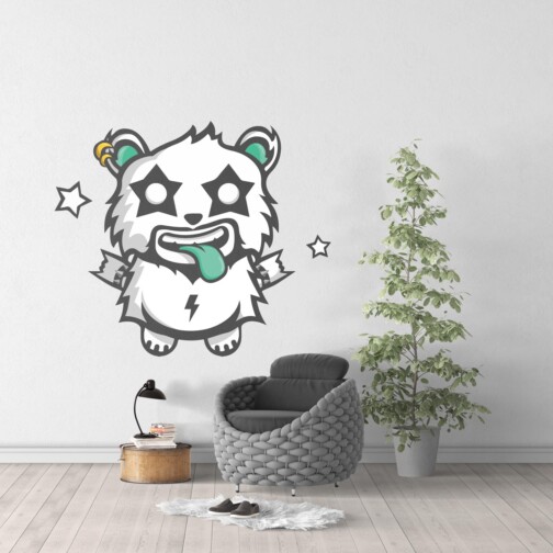 Sticker Deco Monstre Mignon Panda Rock