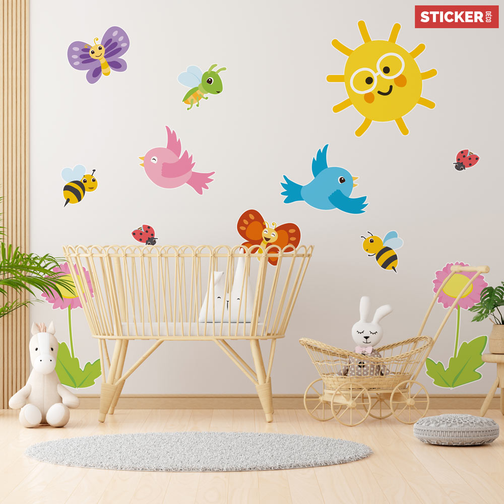 Sticker Mural oiseau et fleur pas cher - Stickers Muraux discount