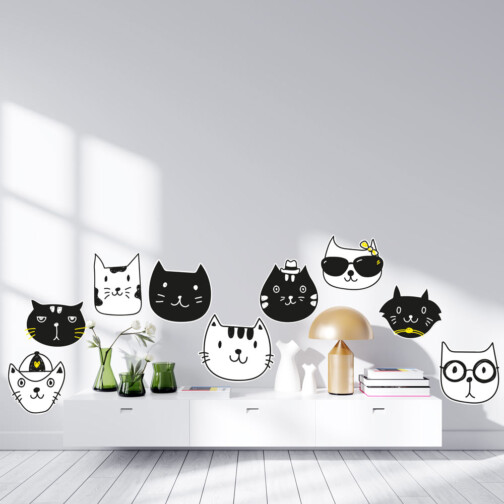 Sticker Mural Neuf Chats