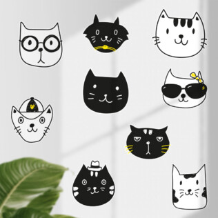 Sticker Mural Neuf Chats
