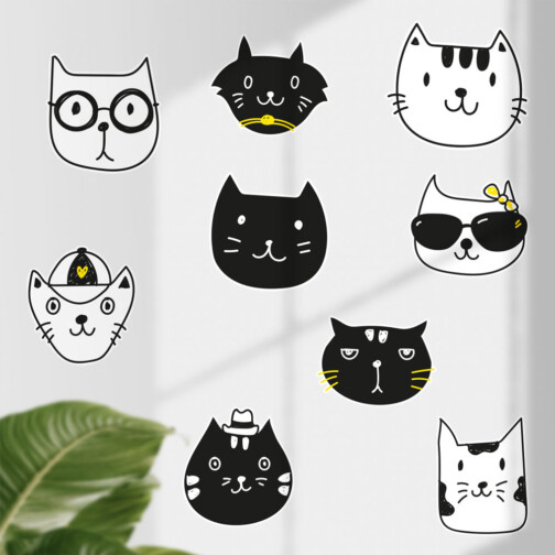Sticker Mural Neuf Chats