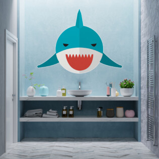 Sticker Mural Requin Bouche Rouge