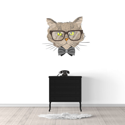 Sticker Mural Chat Lunettes