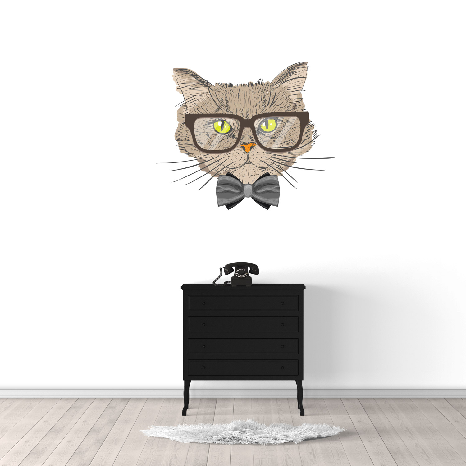 Sticker Mural Chat Lunettes, Stickers Chat