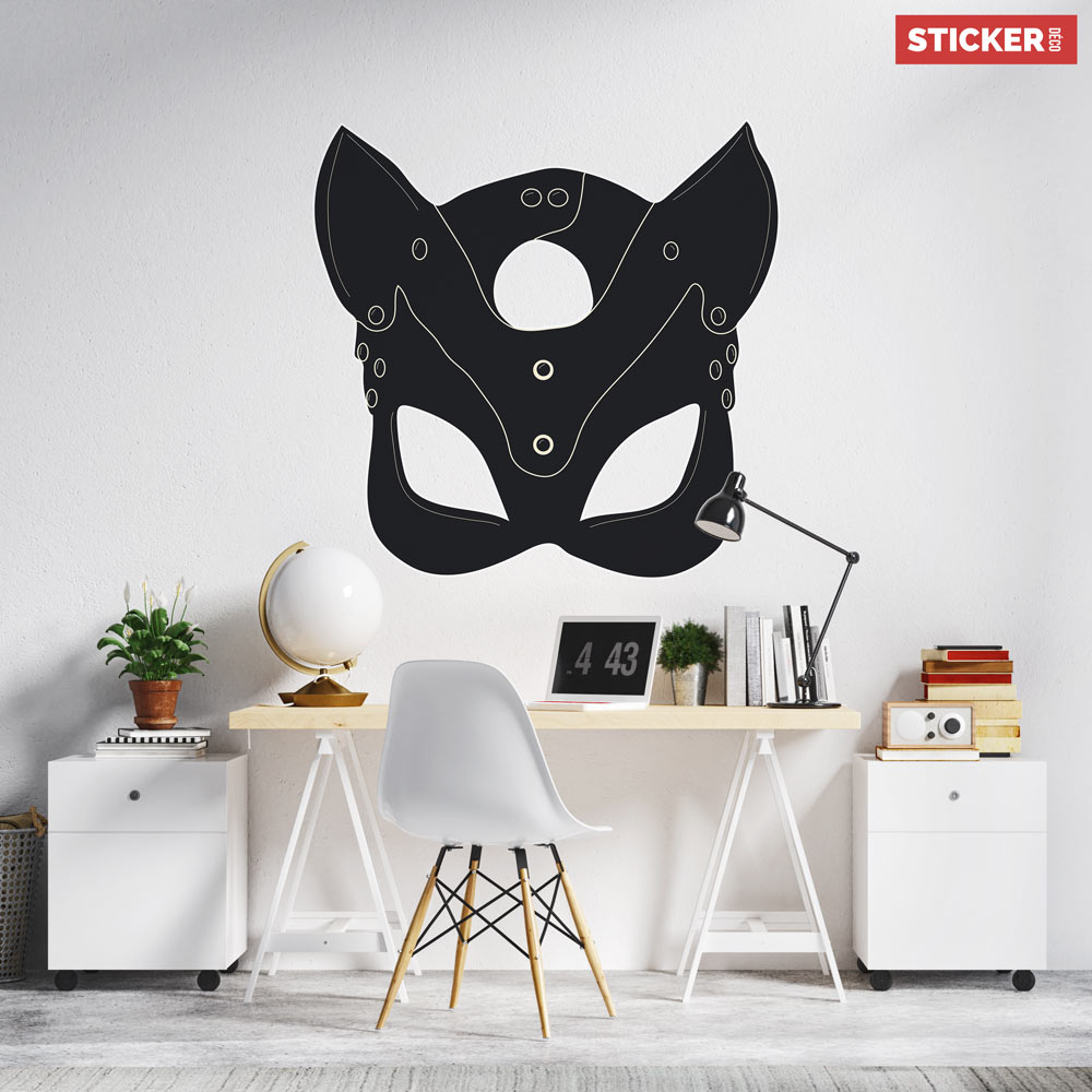 Sticker Mural Chat Masqué - Autocollants Chats 