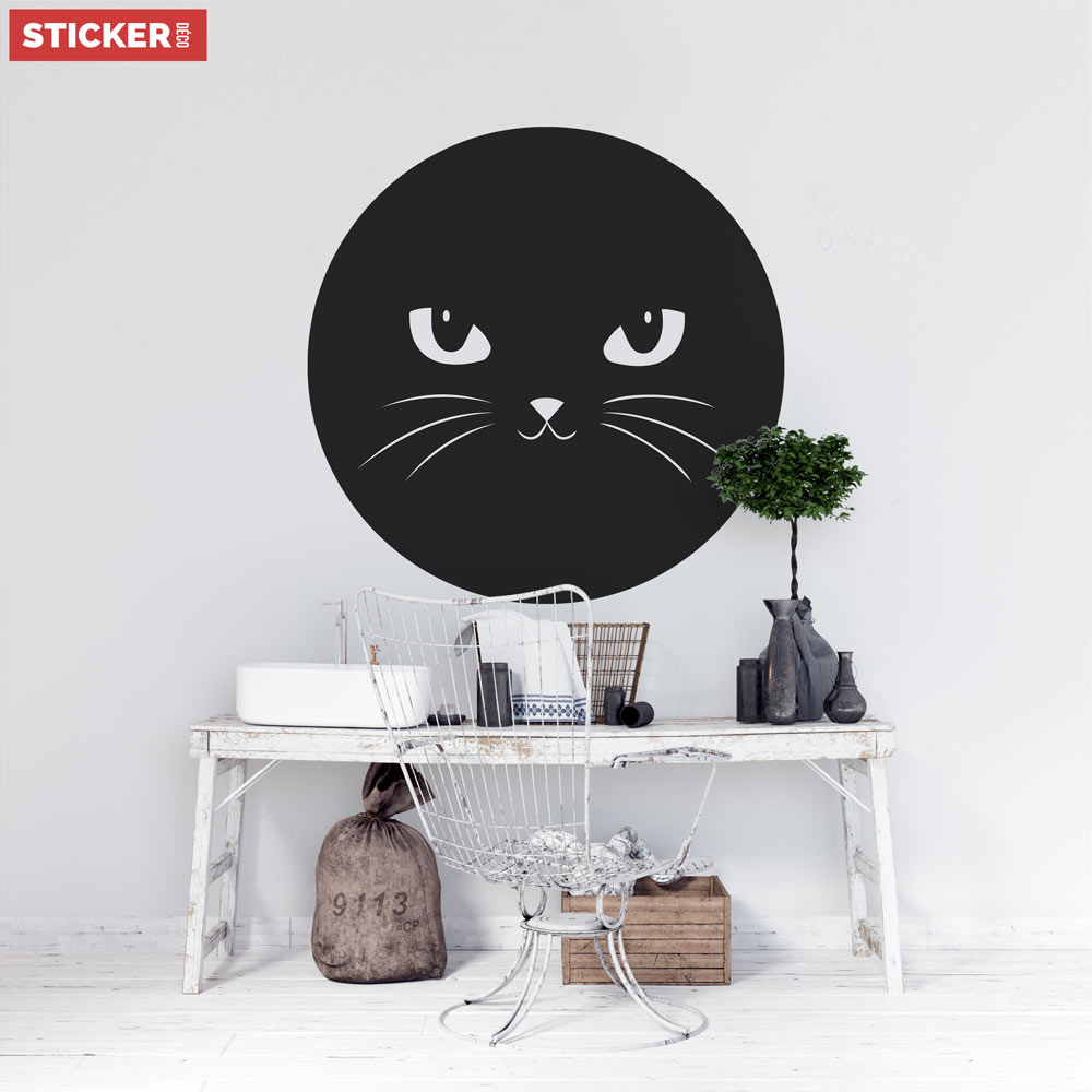 Sticker Mural Chat Badge, Autocollants Chats