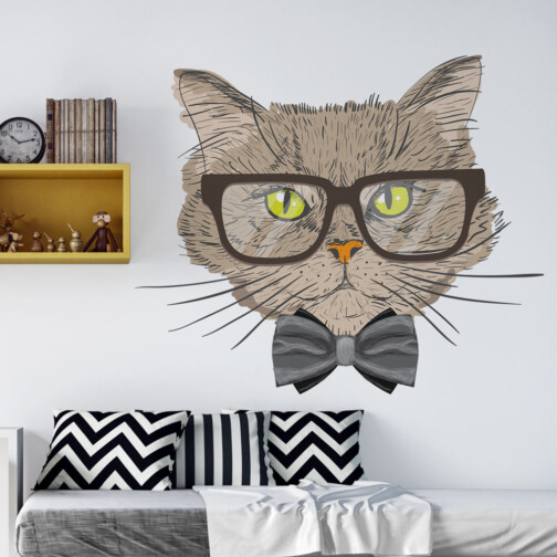 Sticker Mural Chat Lunettes