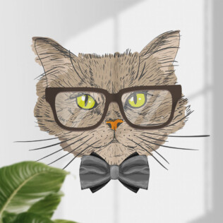 Sticker Mural Chat Lunettes