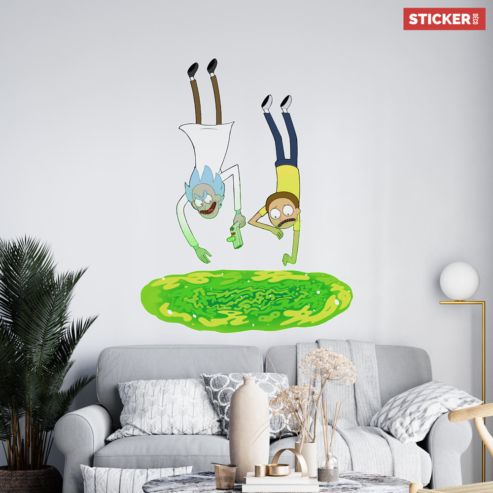 Sticker Mural Rick and Morty Portail, Cartoons