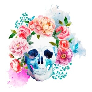 Sticker Tete de Mort & Fleur