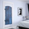 Sticker Porte Capiton Rouge 204 X 93 Cm - Décoration Trompe L'Oeil Chic Et Moderne