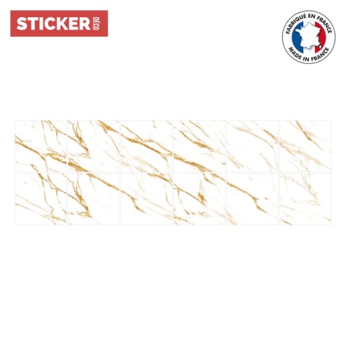 Stickers Carrelage Marbre Or Blanc