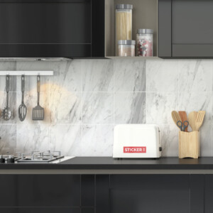 MORCART Carreaux de cuisine auto-adhésifs brillants en marbre décollez et collez les carreaux de cuisine Blanc pur 5 feuilles 30,5 x 30,5 cm 