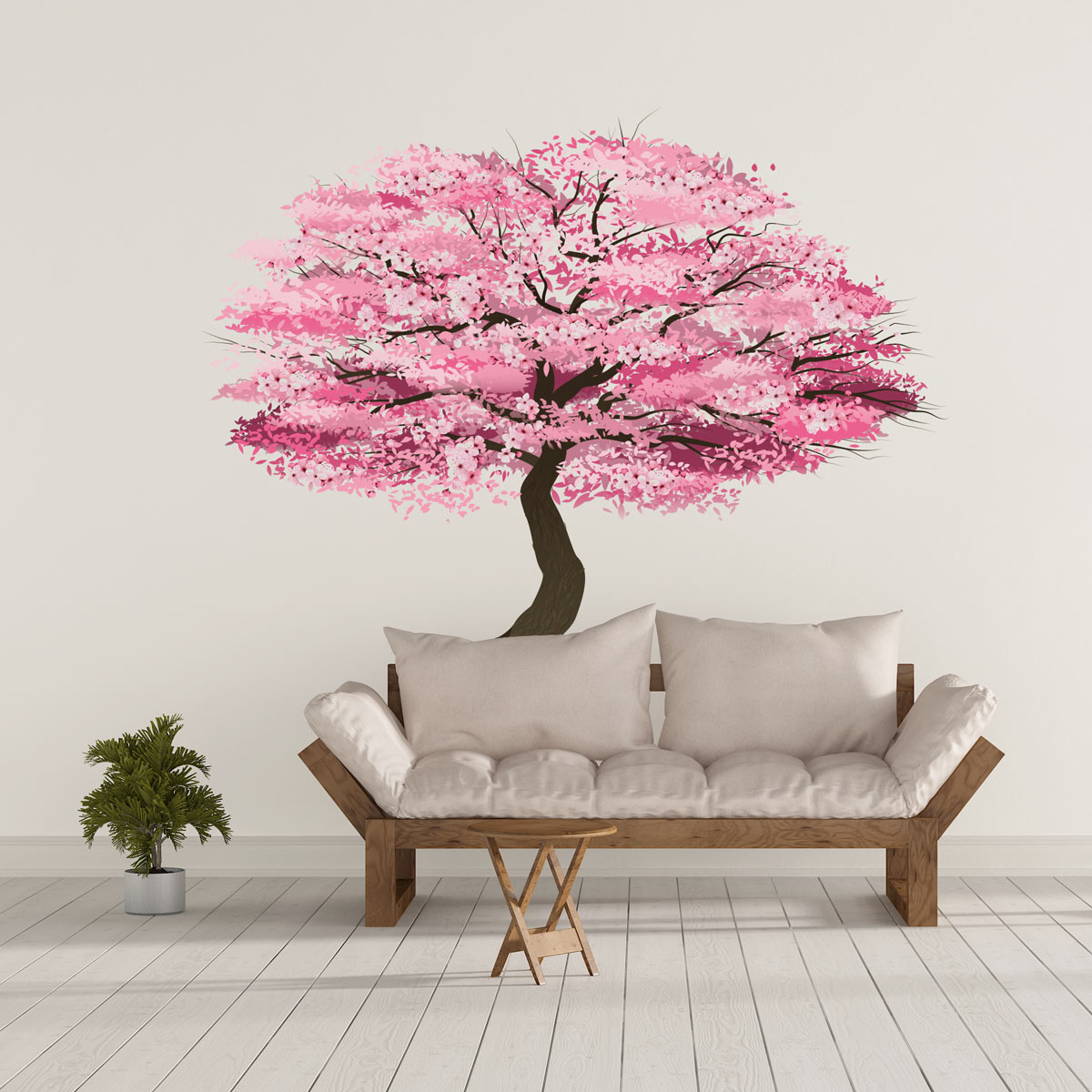 1pc Autocollant Mural En Forme De Fleur De Pêcher Rose, Branche D'arbre De  Cerisier, Papillon