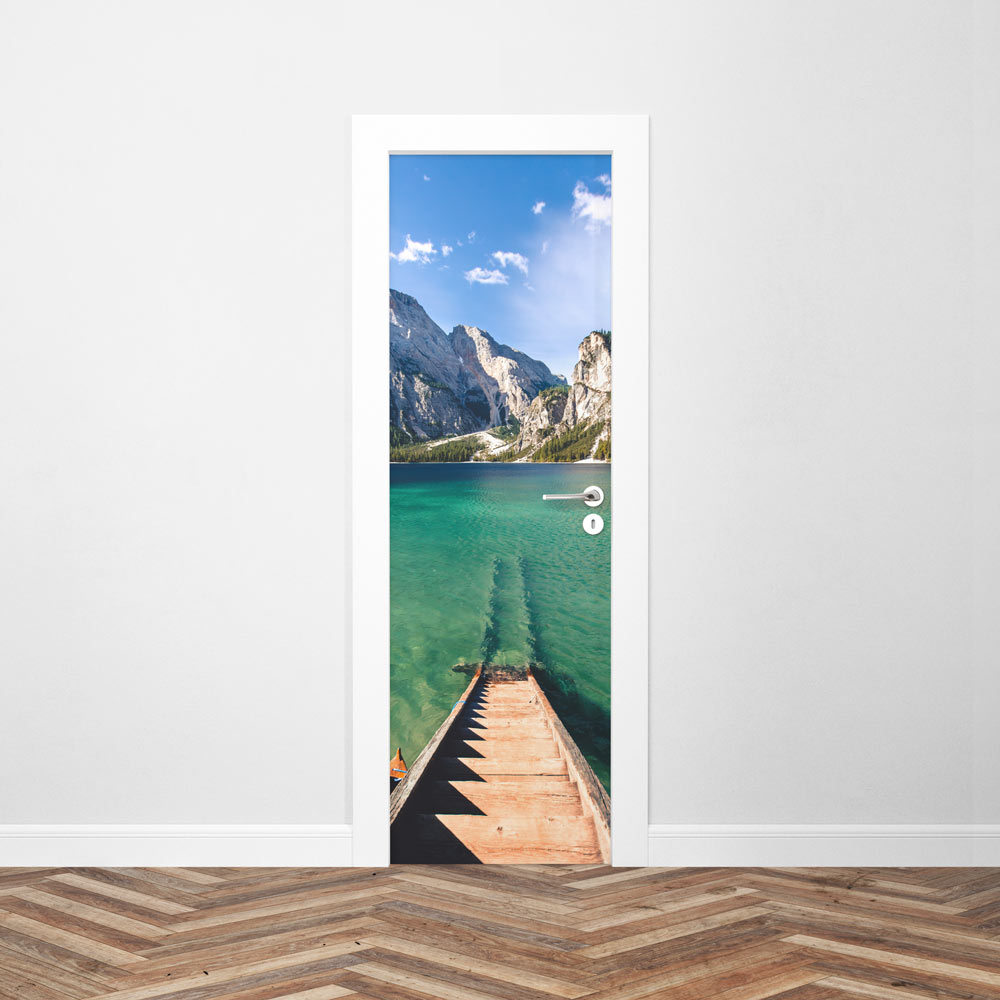 Autocollant Décoratif De Porte 'Lac Dans Le Parc' - 85x205 Cm - Marque Tulup - Neuf - Déco Murale Moderne