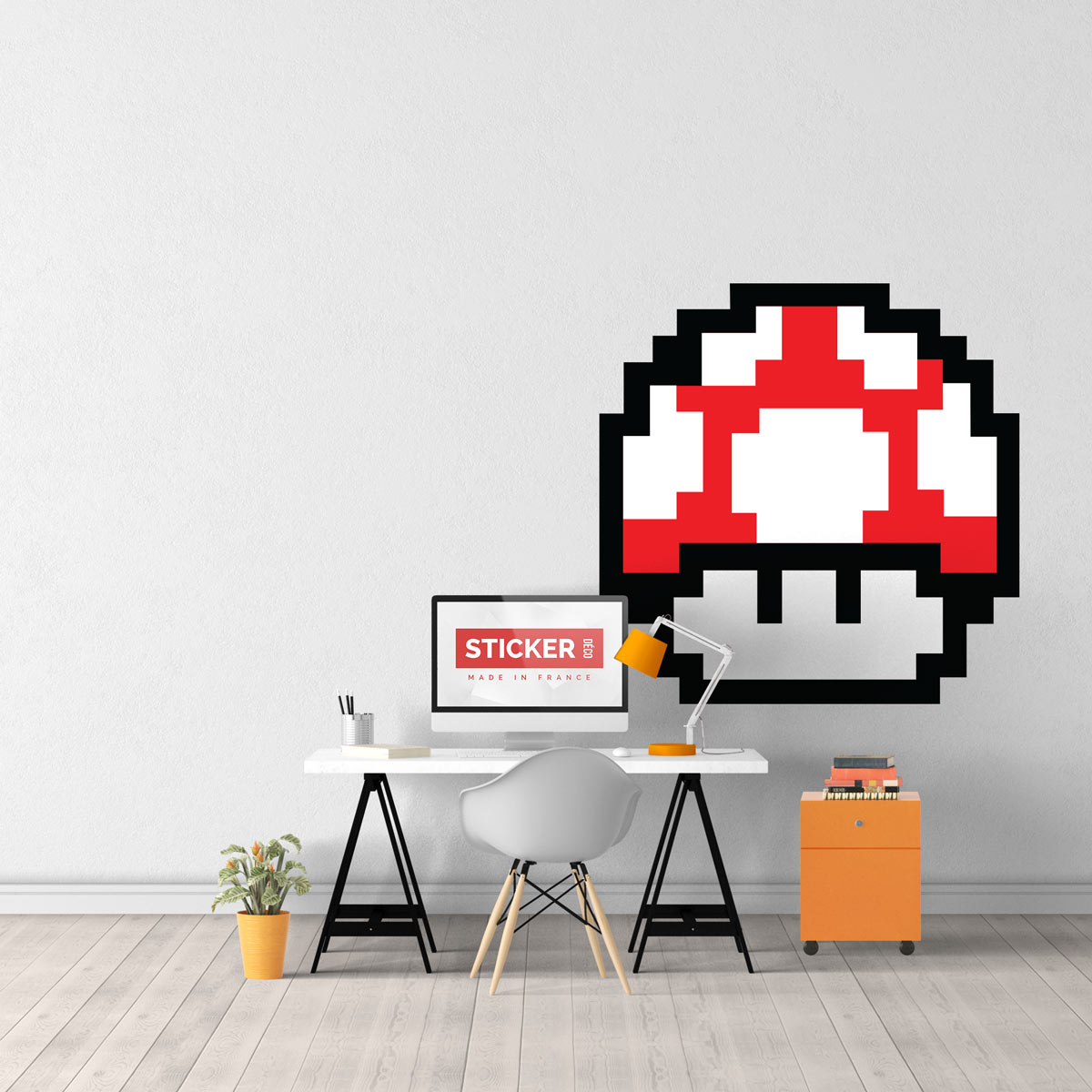 Sticker mural enfant Champignon super rouge de Mario Bros