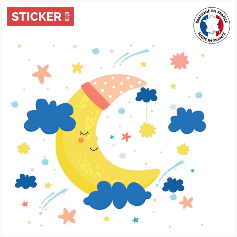 Lune Sticker Sticker Lune Endormie - Stickers Lune | Stickerdeco.fr