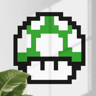 Sticker Pixel Art Champignon Vert