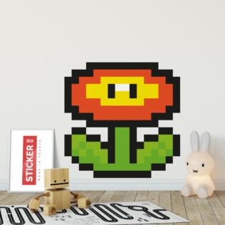 Sticker Pixel Art Fleur de Feu Mario