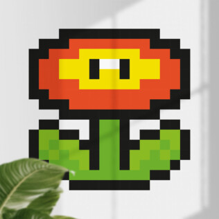 Sticker Pixel Art Fleur de Feu Mario