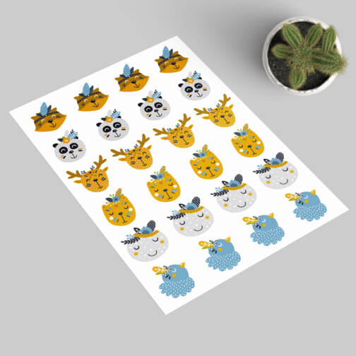 Sticker Animaux Kawaii Scandinave