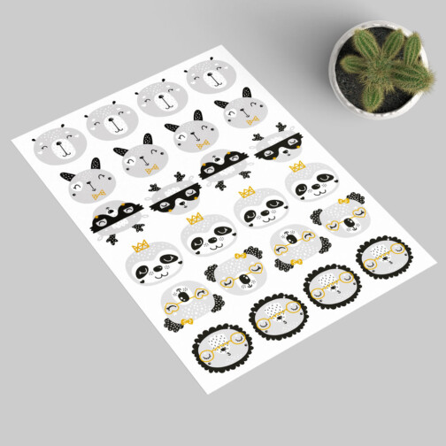 Stickers Animaux Mignons Scandinave