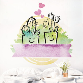 Sticker Cactus Amoureux