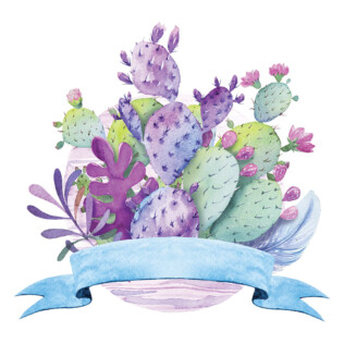 Sticker Cactus Vert Violet