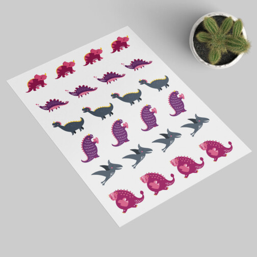 Sticker Dinosaure Rose