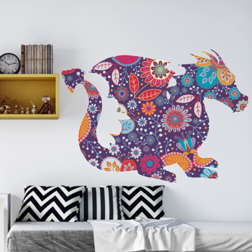 Sticker Dragon De Fleurs