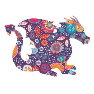 Sticker Dragon De Fleurs