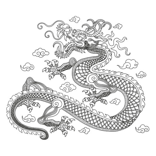 Sticker Dragon Impérial Noir