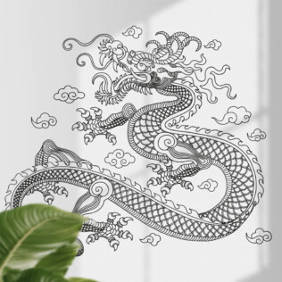 Sticker Dragon Impérial Noir