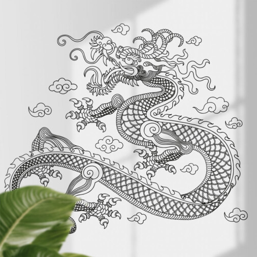 Sticker Dragon Impérial Noir