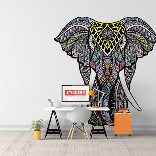 Sticker Elephant Mandala Coloré