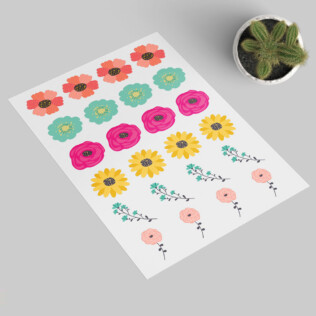 Sticker Fleurs Colorées