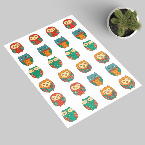 Sticker Hiboux Colorés