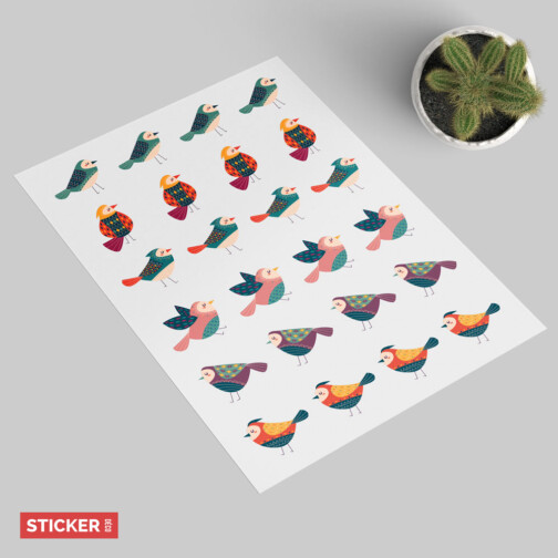 Sticker Oiseaux Colorés