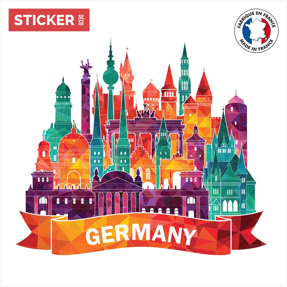 Germany Coloring Sticker Sticker Allemagne Coloré - Stickers Allemagne | Stickerdeco.fr